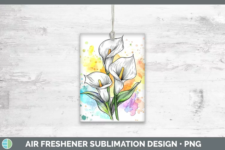 Watercolor Calla Lily Air Freshener Sublimation Car Freshene