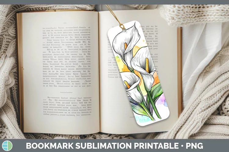 Watercolor Calla Lily Bookmark Sublimation Printable Designs