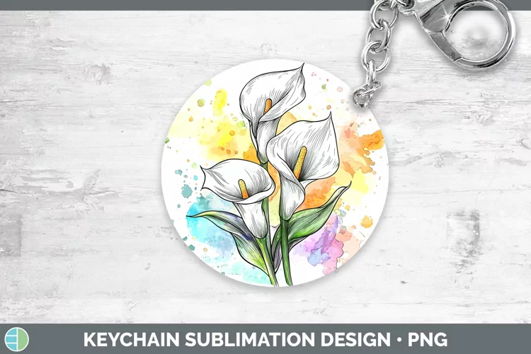 Watercolor Calla Lily Keychain Sublimation Keyring Designs