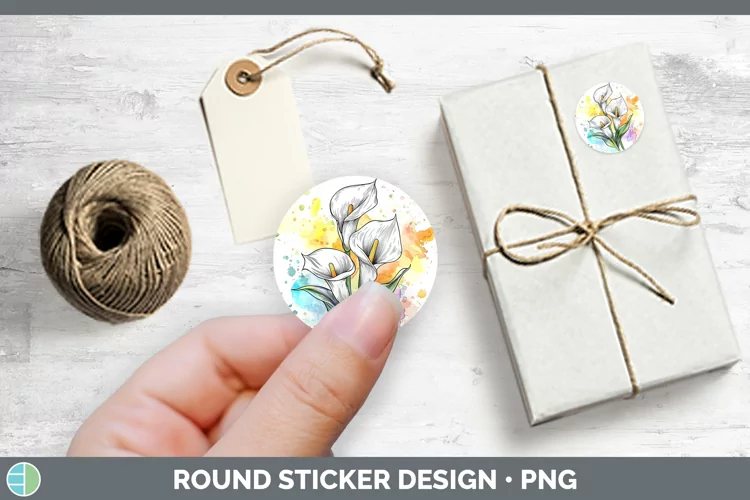 Watercolor Calla Lily Stickers | Round Labels Designs