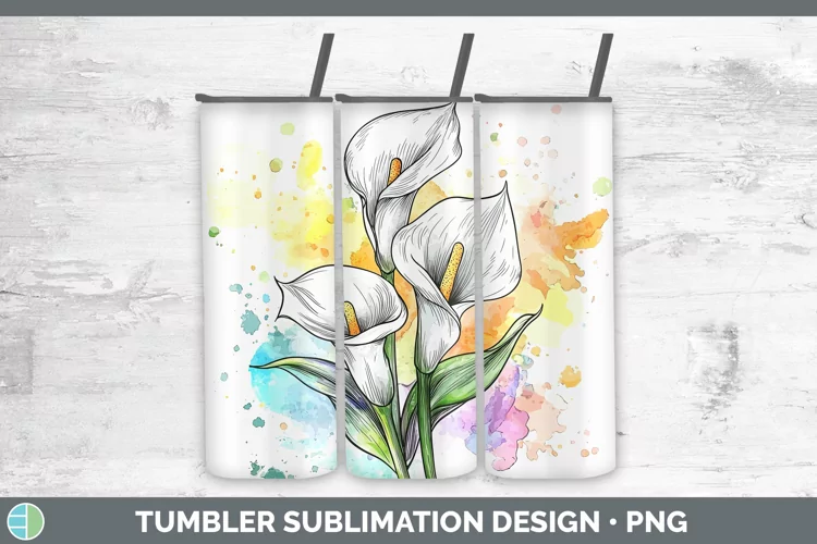 Watercolor Calla Lily Tumbler Sublimation 20 oz Skinny Tumbl