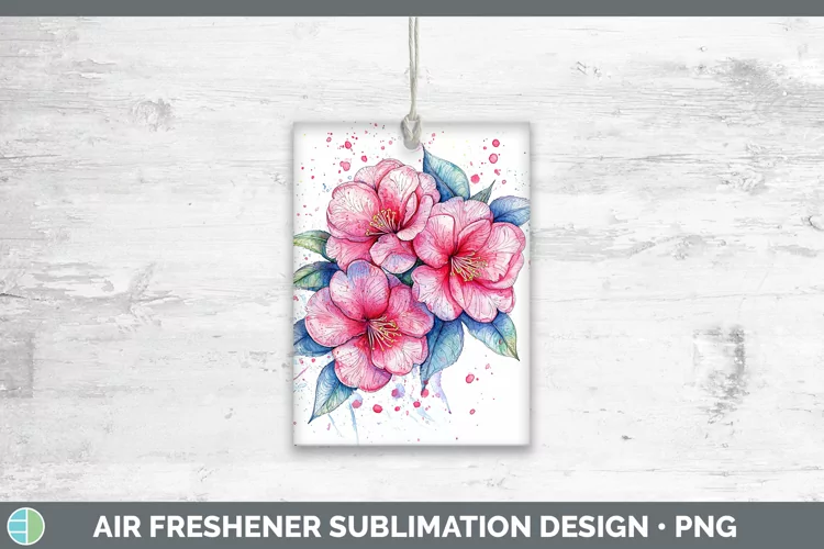 Watercolor Camellia Air Freshener Sublimation Car Freshener