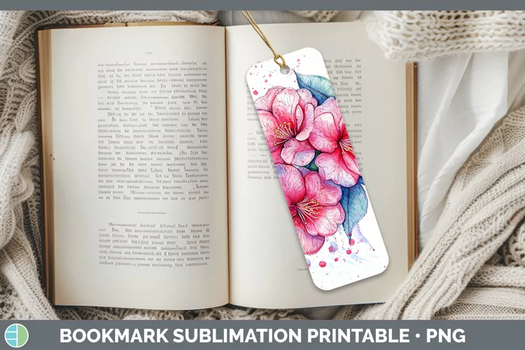 Watercolor Camellia Bookmark Sublimation Printable Designs