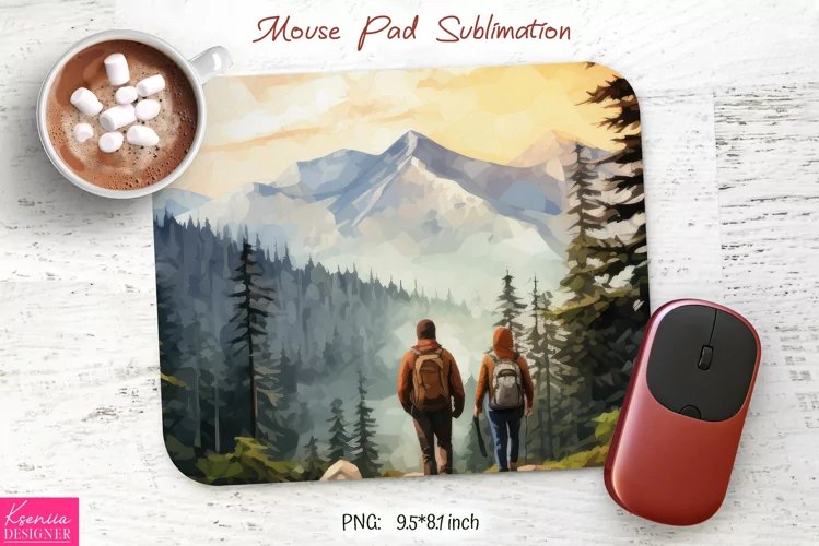 Watercolor Camping Design|Mountain Mouse Pad Sublimation