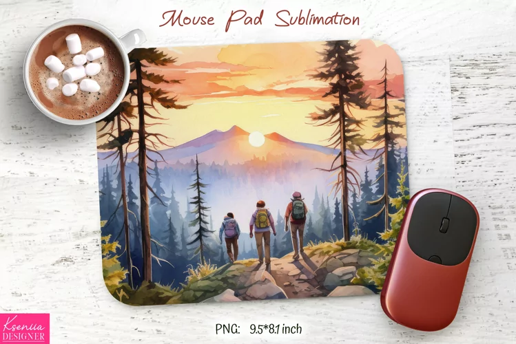 Watercolor Camping Design|Mountain Mouse Pad Sublimation