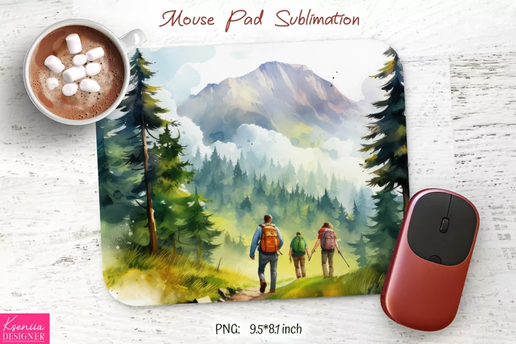 Watercolor Camping Design|Mountain Mouse Pad Sublimation