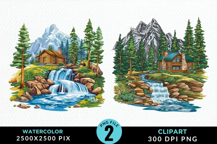 Watercolor Camping Graphics Clipart