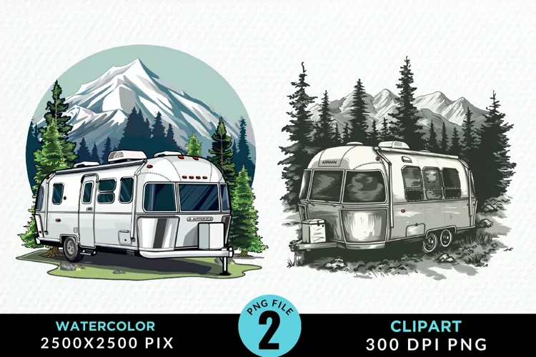 Watercolor Camping Graphics Clipart