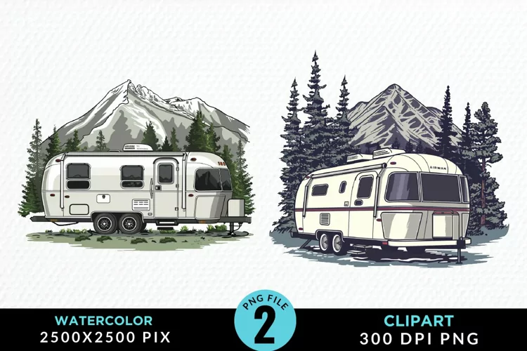Watercolor Camping Graphics Clipart