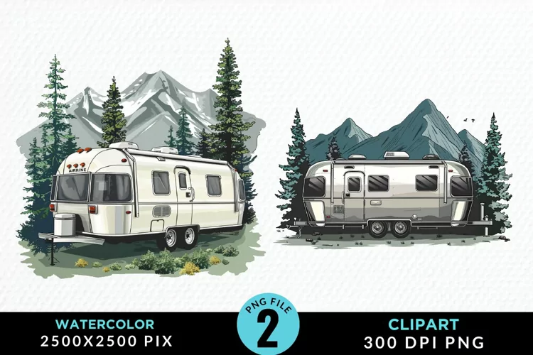Watercolor Camping Design Clipart