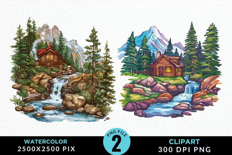Watercolor Camping Graphics Clipart
