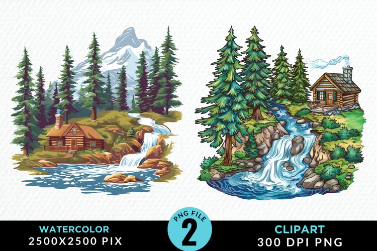Watercolor Camping Design Clipart