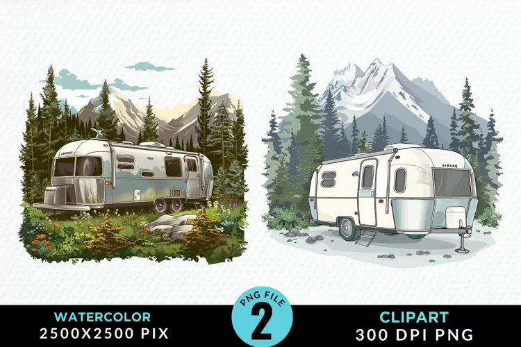 Watercolor Camping Graphics Clipart