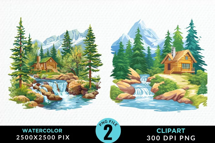 Watercolor Camping Graphics Clipart