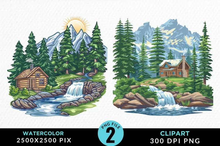 Watercolor Camping Graphics Clipart