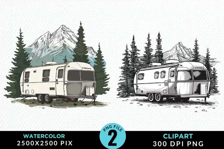 Watercolor Camping Graphics Clipart