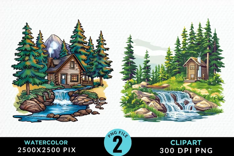 Watercolor Camping Graphics Clipart