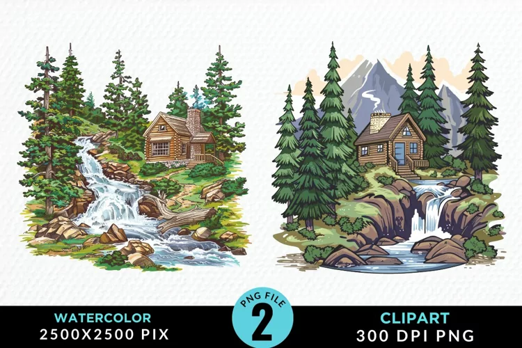 Watercolor Camping Design Clipart