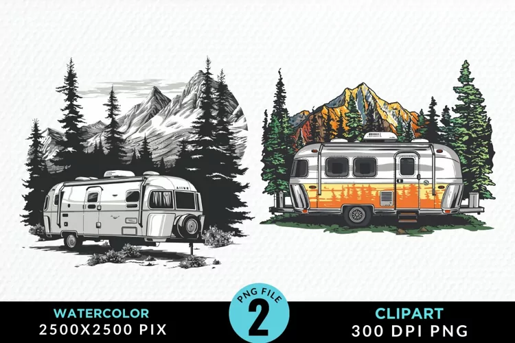 Watercolor Camping Graphics Clipart