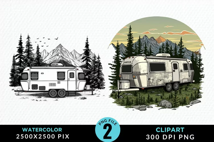 Watercolor Camping Graphics Clipart