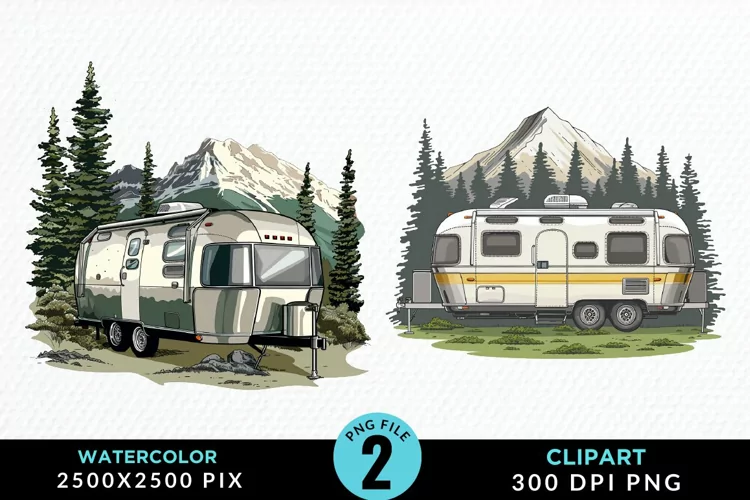 Watercolor Camping Graphics Clipart