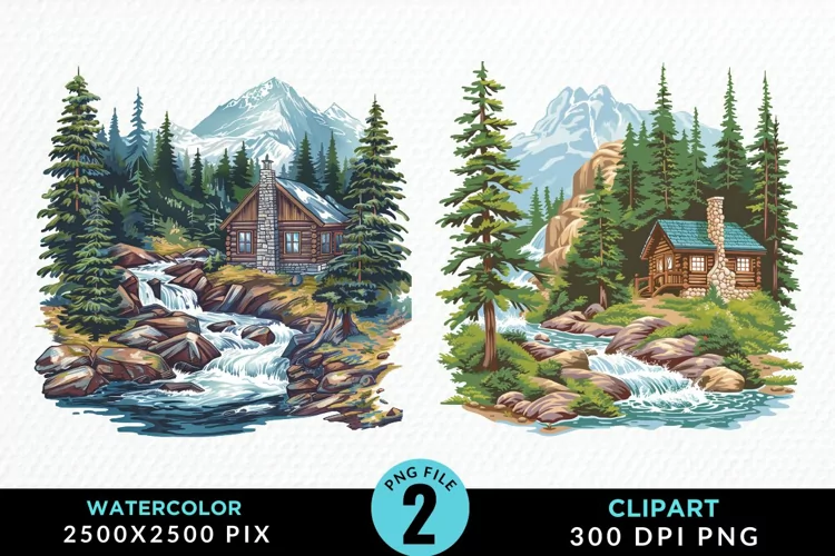 Watercolor Camping Graphics Clipart