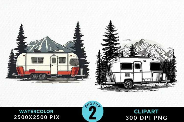 Watercolor Camping Graphics Clipart