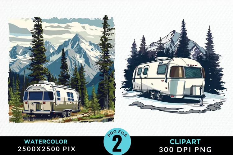 Watercolor Camping Graphics Clipart