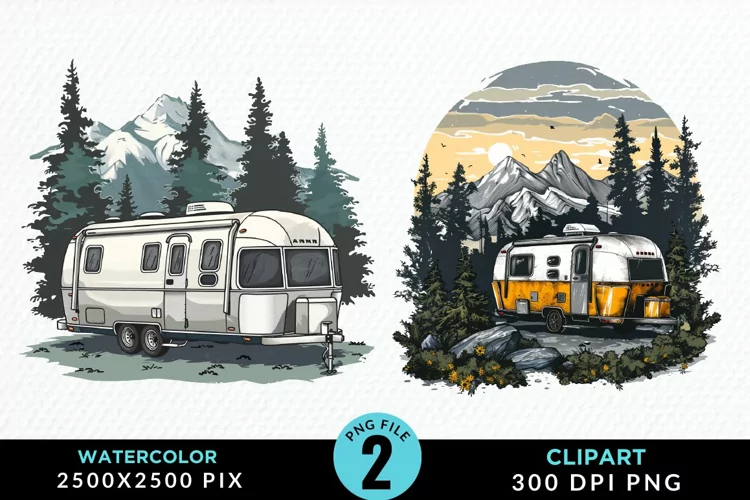 Watercolor Camping Graphics Clipart