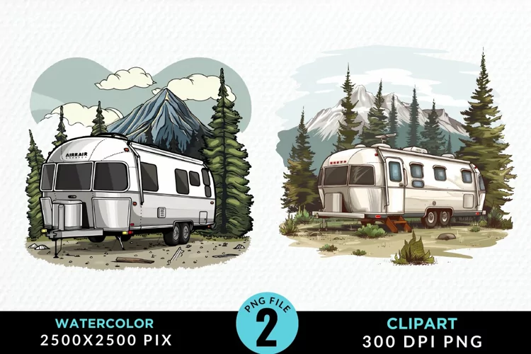 Watercolor Camping Graphics Clipart
