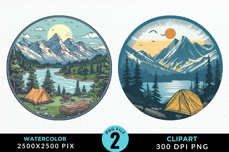 Watercolor Camping Fun Clipart