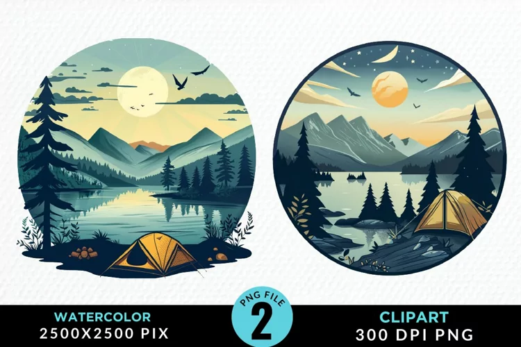 Watercolor Camping Fun Clipart