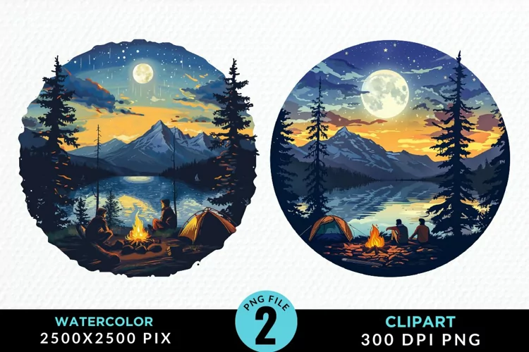 Watercolor Camping Fun Clipart