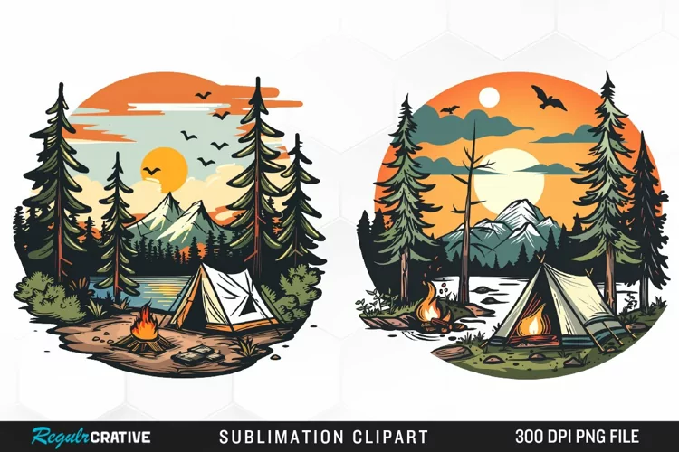 Watercolor Camping Illustration Clipart