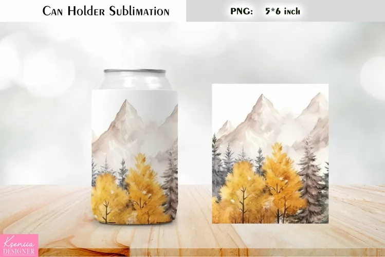 Autumn Landscape Can Cooler Wrap|Fall Can Holder Sublimation