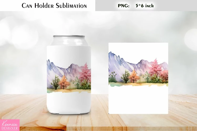 Floral Can Cooler Wrap |Watercolor Can Holder Sublimation