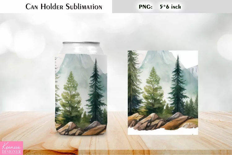 Landscape Can Cooler Wrap |Mountains Can Holder Sublimation
