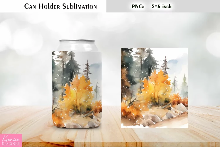 Autumn Landscape Can Cooler Wrap|Fall Can Holder Sublimation