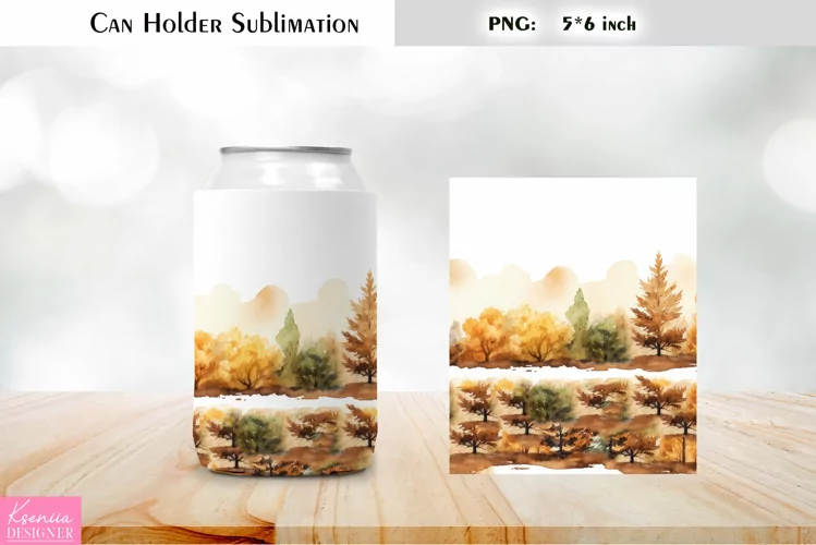 Autumn Landscape Can Cooler Wrap|Fall Can Holder Sublimation