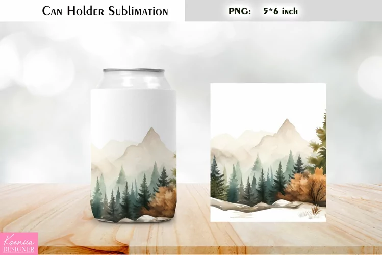 Landscape Can Cooler Wrap |Mountains Can Holder Sublimation