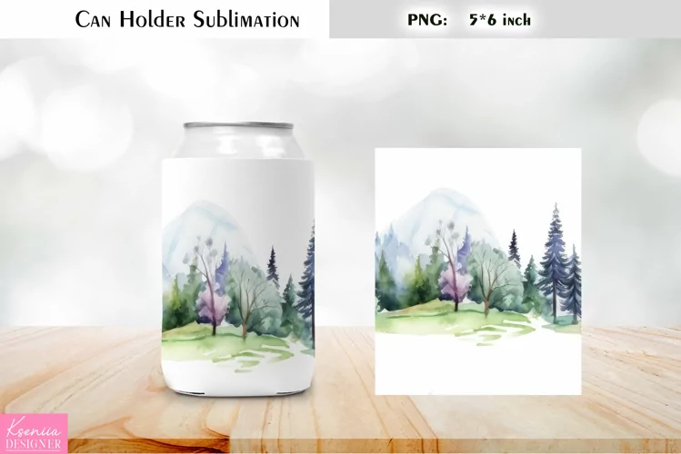 Floral Can Cooler Wrap |Watercolor Can Holder Sublimation