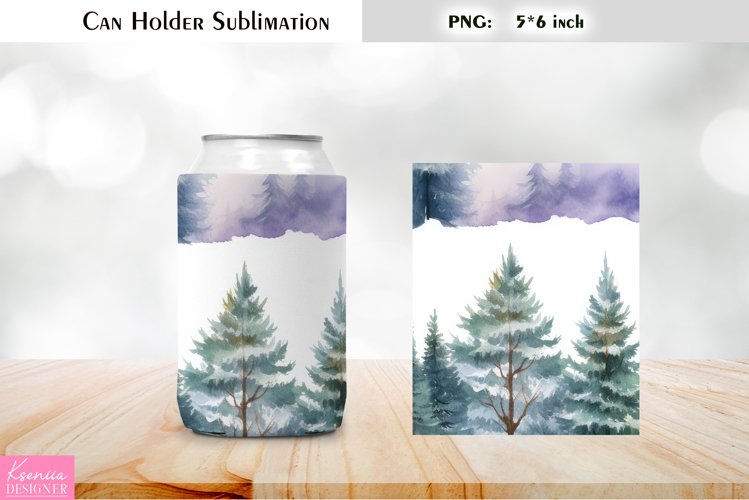 Landscape Can Cooler Wrap |Watercolor Can Holder Sublimation