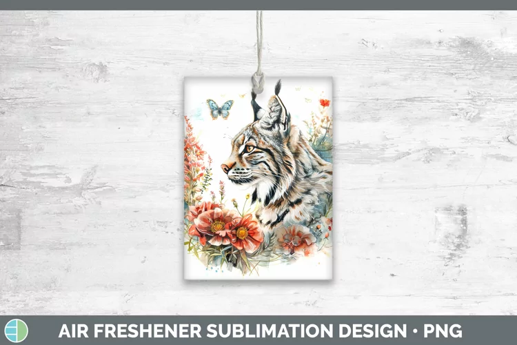Watercolor Canada Lynx Air Freshener Sublimation Car Freshen