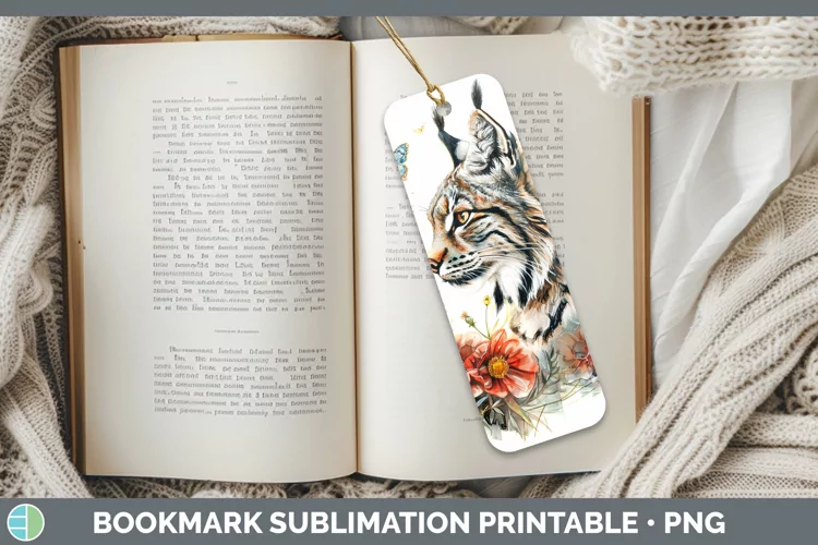 Watercolor Canada Lynx Bookmark Sublimation Printable Design