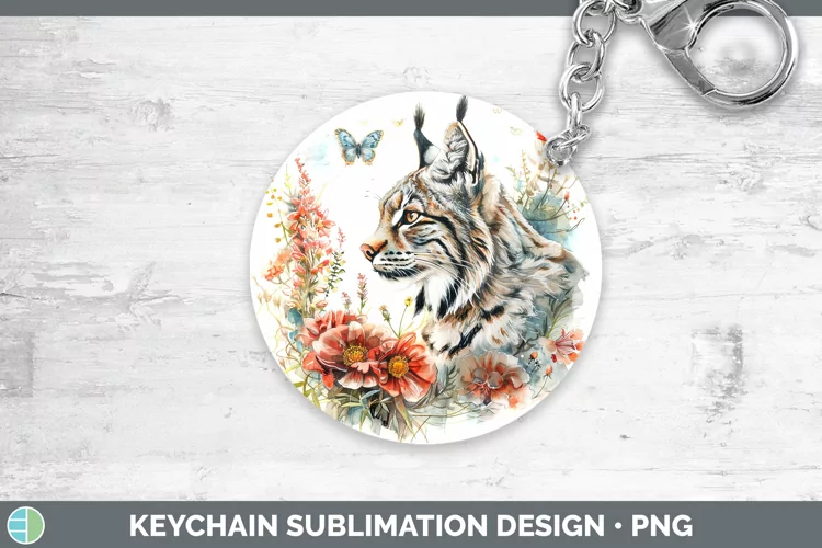 Watercolor Canada Lynx Keychain Sublimation Keyring Designs
