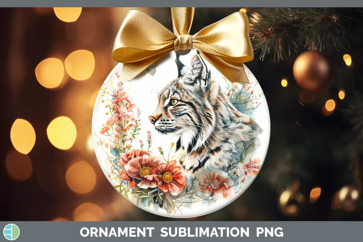 Watercolor Canada Lynx Ornament Sublimation Bauble Designs