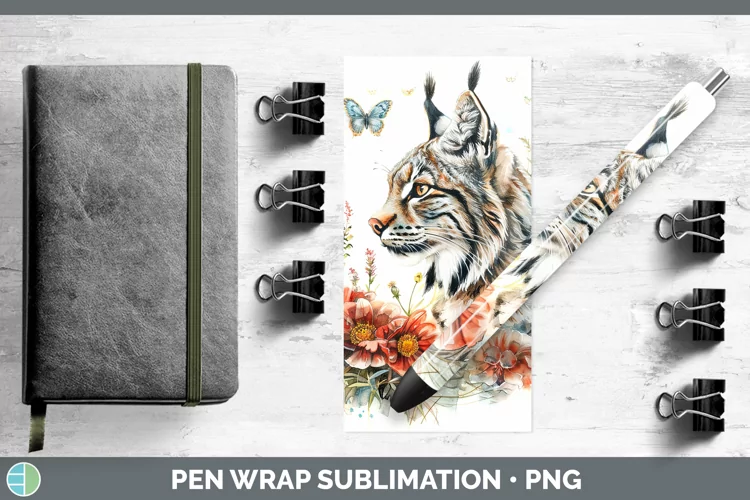 Watercolor Canada Lynx Pen Wrap Sublimation Epoxy Pen Design