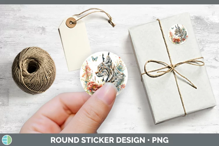 Watercolor Canada Lynx Stickers | Round Labels Designs