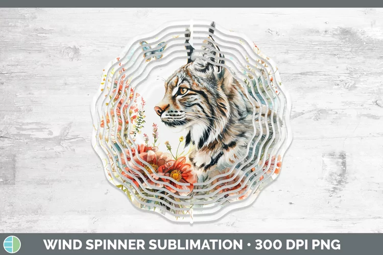 Watercolor Canada Lynx Wind Spinner Sublimation Spinner Desi