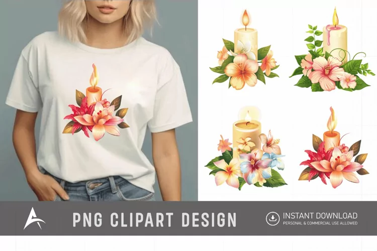 Watercolor Candle Clipart